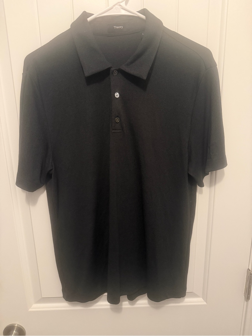 Theory Anemone Milano Mens Polo Shirt Black S Short Sleeve Modal Mix NWT